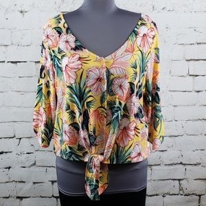 Full Circle 3X Tropical Floral Tie Front C…